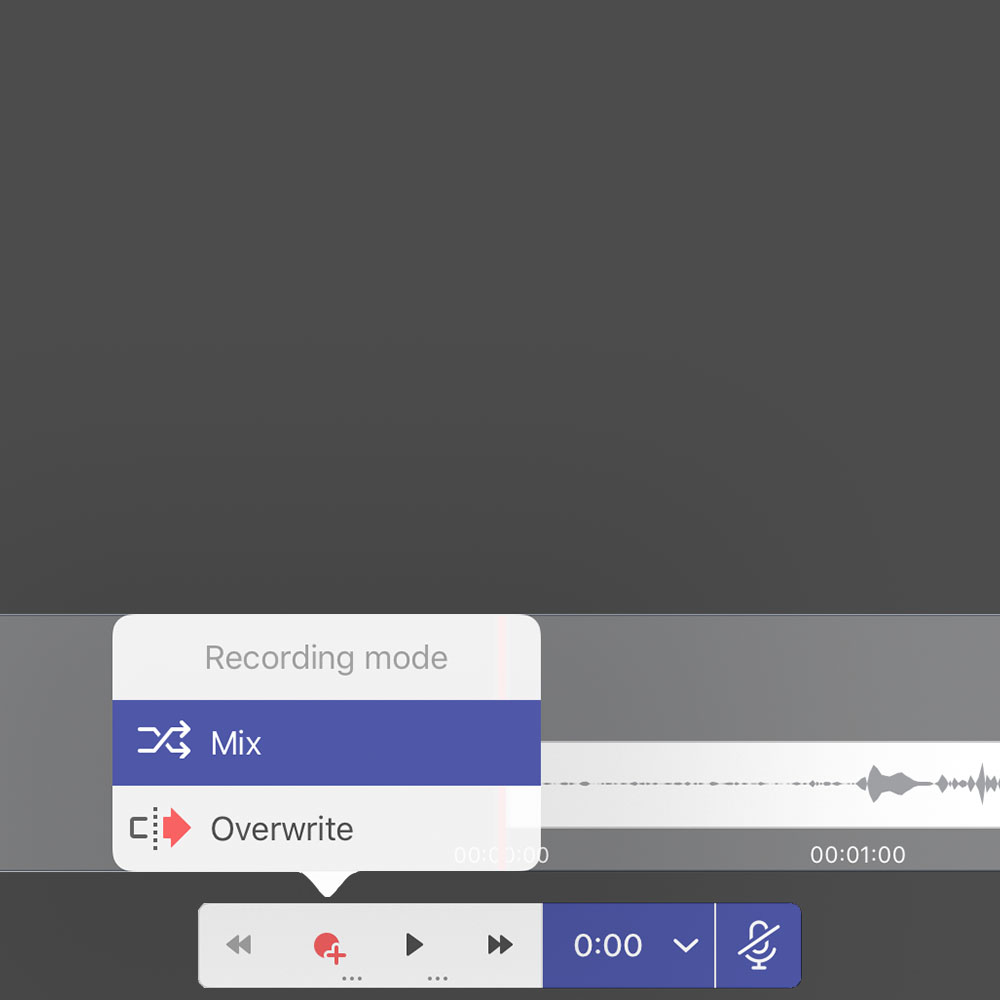 Switch to Mix recording mode