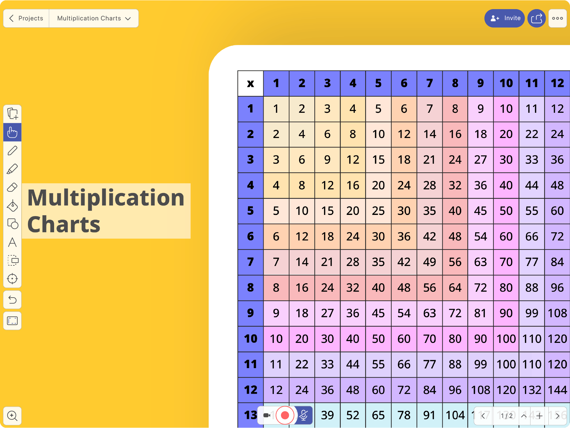 Multiplication Charts template | Explain Everything