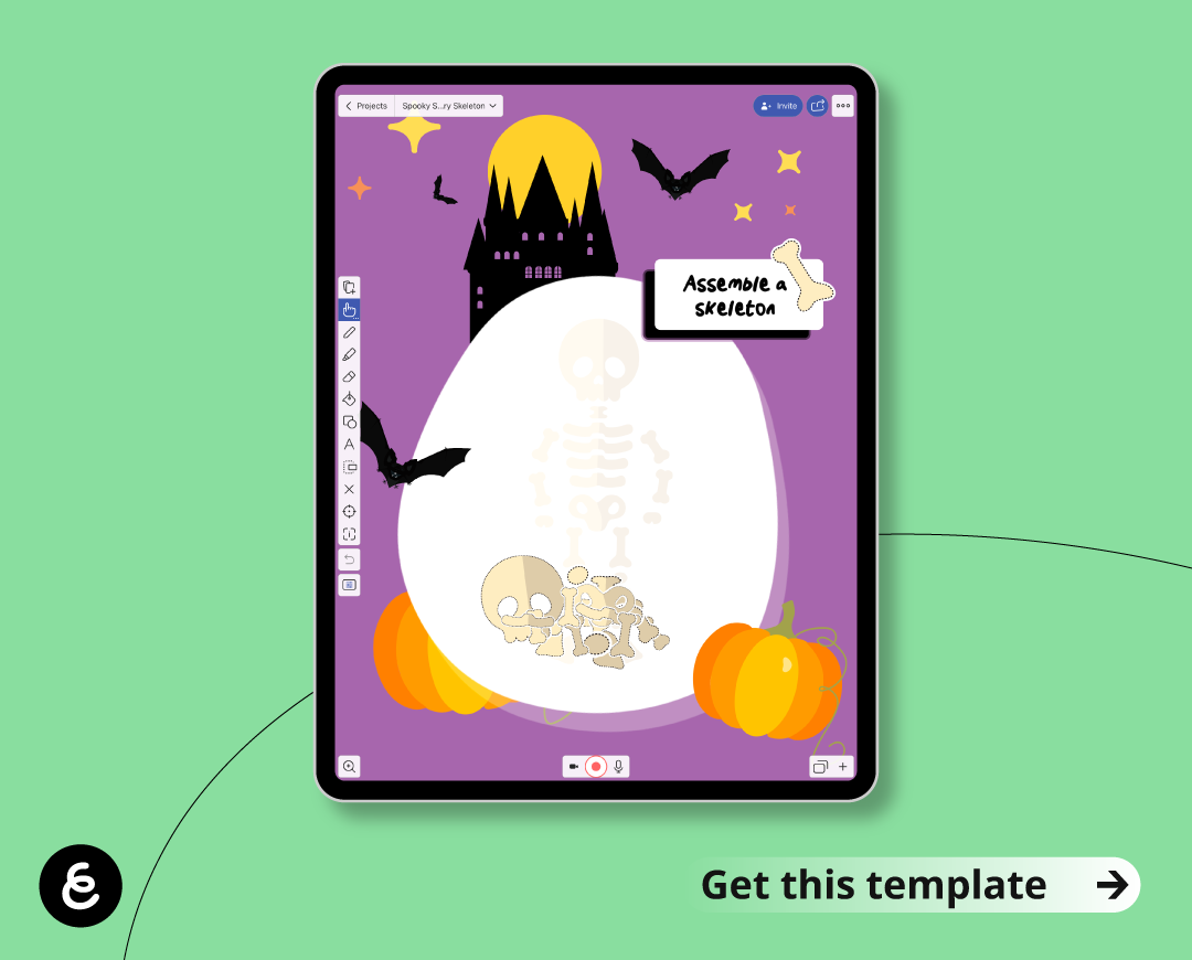 spooku scary skeleton template
